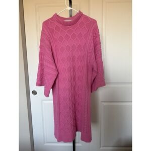 I Love Mr Mittens 100 Pima Cotton Chunky Cable Knit Sweater Dress Pink Size XS/S